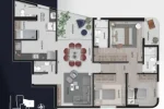 Planta baixa Apartamento de 03 Quartos, com 115m², à venda por R$1.980.000,00 no Luar Residencial Vale do Sereno