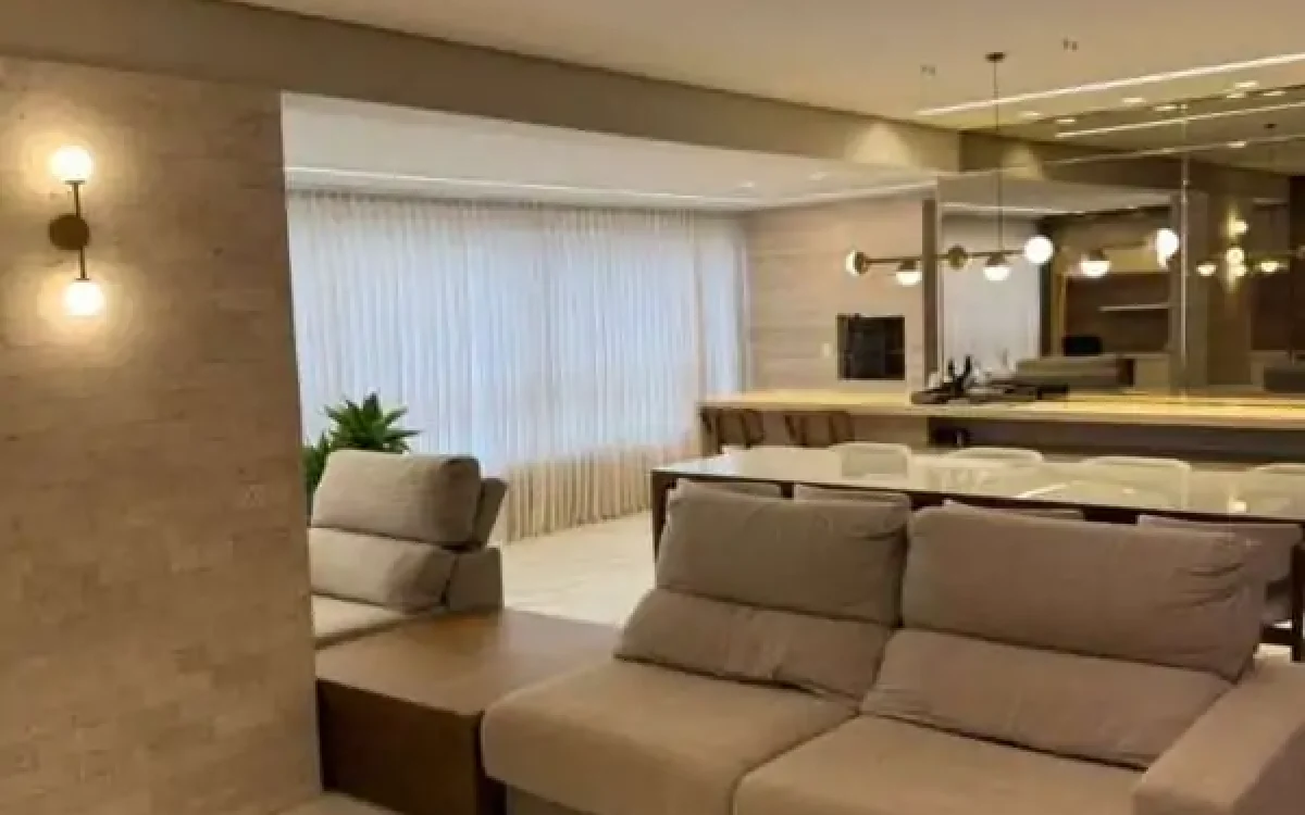Sala Apartamento mobiliado de 3 suítes para alugar no Vila da Serra Prime House