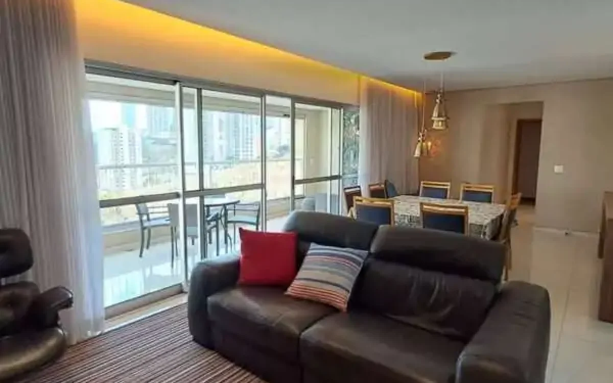 Sala de tv Apartamento mobiliado de 4 quartos para alugar no Vila da Serra Edifício Perfil